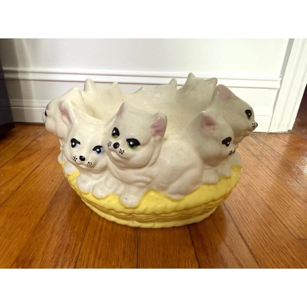 Circle of cats ring vintage cat planter large ceramic bowl Bellini Italy